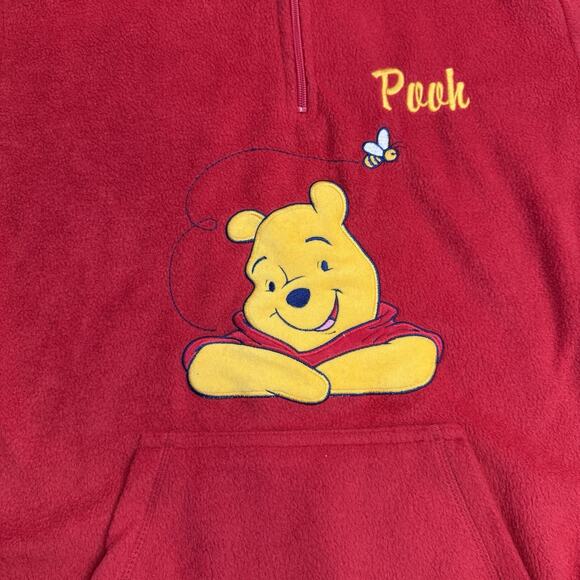 Vintage Women’s Fleece Winnie the Pooh Red‎ Embroidered Fleece Hoodie Size XL - Picture 2 of 8